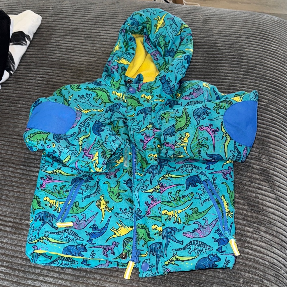 Kids cat & Jack Dinosaur Print Hooded Jacket - Blue and Yellow